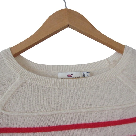 Vineyard Vines Cream Red Striped Sweater XS Wool Cashmere Nautical Knit Preppy - Picture 3 of 9